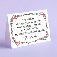 Northanger Abbey - 'Pleasure In A Good Novel' Literary Quote Card