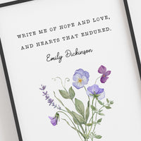 Emily Dickinson - 'Write Me Of Hope And Love' Literary Print