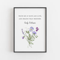 Emily Dickinson - 'Write Me Of Hope And Love' Literary Print