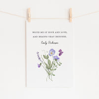 Emily Dickinson - 'Write Me Of Hope And Love' Literary Print
