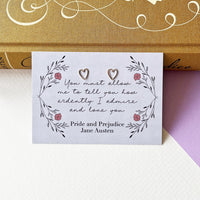 Pride and Prejudice - 'How Ardently I Admire and Love You' Heart Stud Earrings