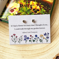 Alfred, Lord Tennyson - 'If I Had A Flower' Pansy Stud Earrings