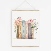 Jane Austen Book Stack Print