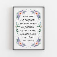 Sense and Sensibility - 'Know Your Own Happiness' Literary Print