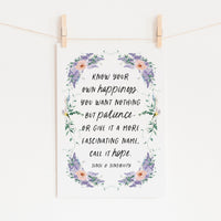 Sense and Sensibility - 'Know Your Own Happiness' Literary Print