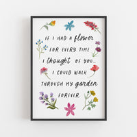 Alfred, Lord Tennyson - 'If I Had A Flower' Literary Print