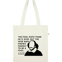As You Like It - 'The Fool Doth Think' Recycled Tote Bag
