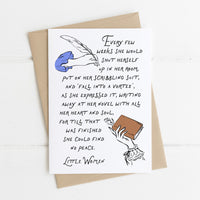 Little Women - 'Writing Away At Her Novel' Literary Quote Card