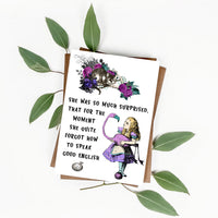Alice's Adventures In Wonderland - 'So Much Surprised' Literary Quote Card
