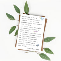 Anne's House of Dreams - 'One Of Those Summers' Literary Quote Card