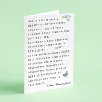 Anne's House of Dreams - 'One Of Those Summers' Literary Quote Card