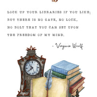 Virginia Woolf - 'Lock Up Your Libraries' Literary Quote Card