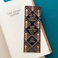 The Great Gatsby - 'So We Beat On' Rose Gold Foil Bookmark