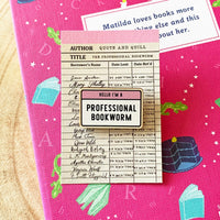 Professional Bookworm Wooden Pin