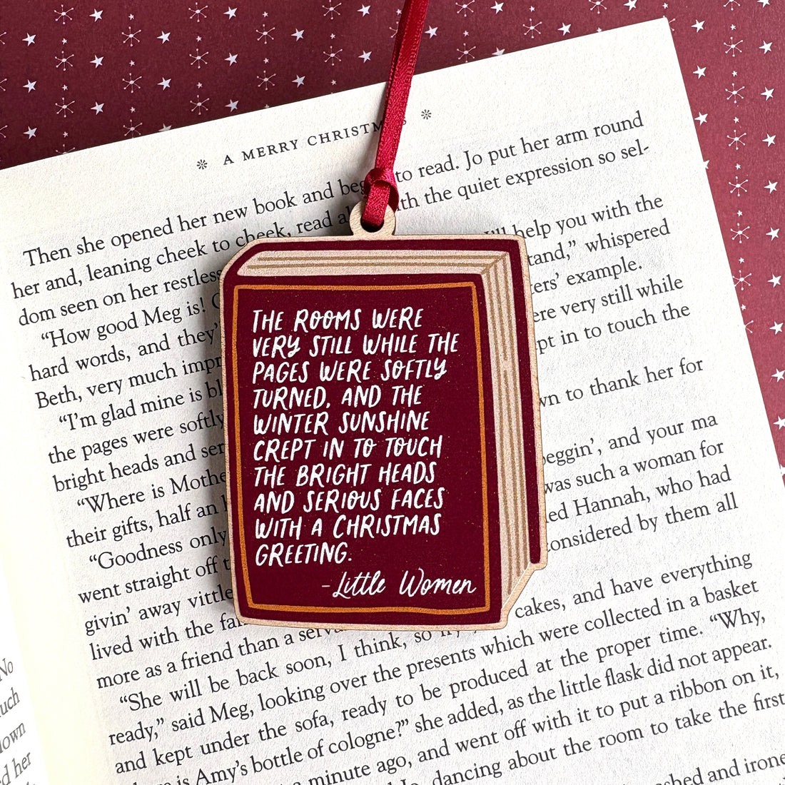 Little Women Book Quote Wooden Christmas Decoration