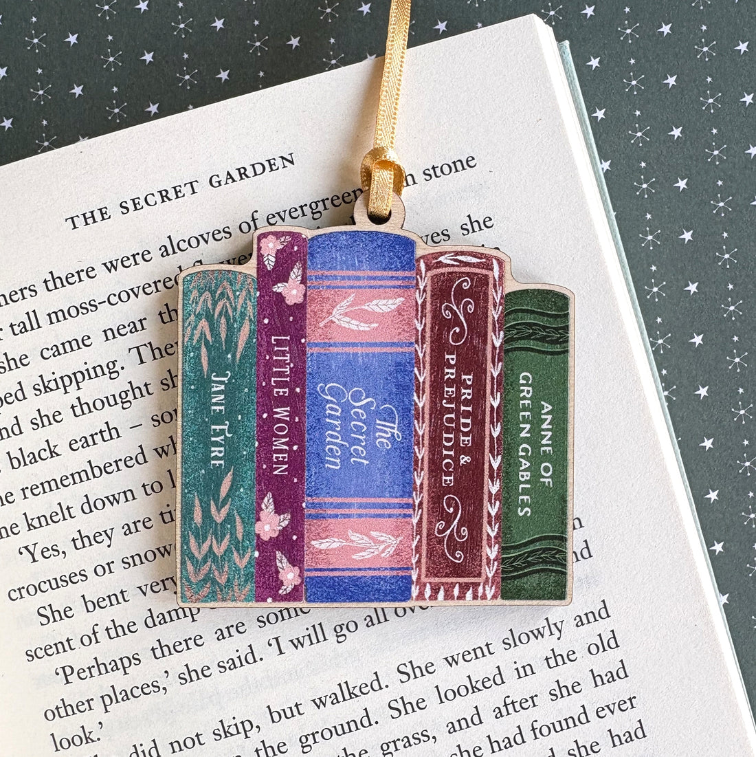 Classic Women Of Literature Book Stack Wooden Decoration