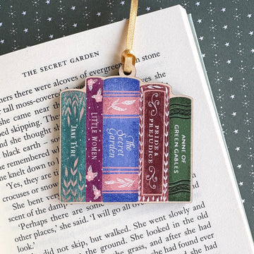 Classic Women Of Literature Book Stack Wooden Decoration