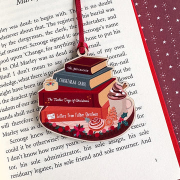 Festive Book Stack Wooden Christmas Tree Decoration