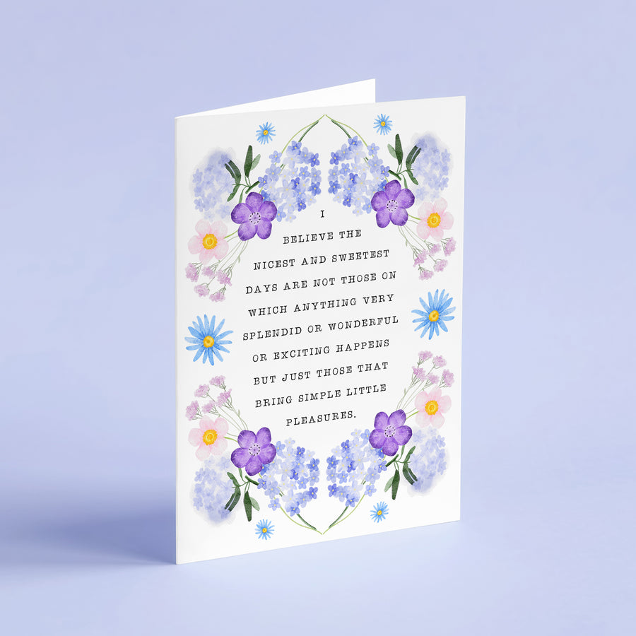 Anne of Avonlea - 'Simple Little Pleasures' Literary Quote Card