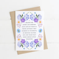 Anne of Avonlea - 'Simple Little Pleasures' Literary Quote Card