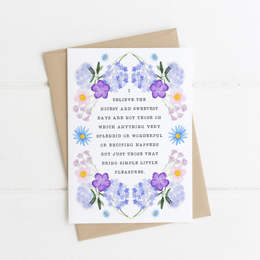 Anne of Avonlea - 'Simple Little Pleasures' Literary Quote Card