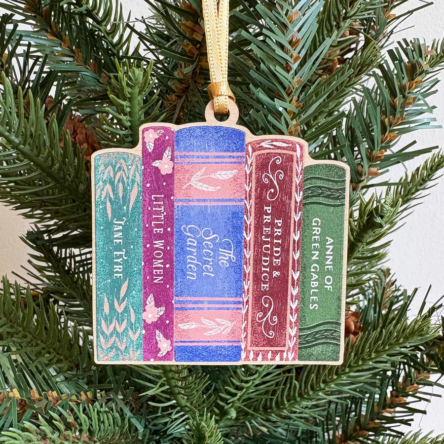 Classic Women Of Literature Book Stack Wooden Decoration