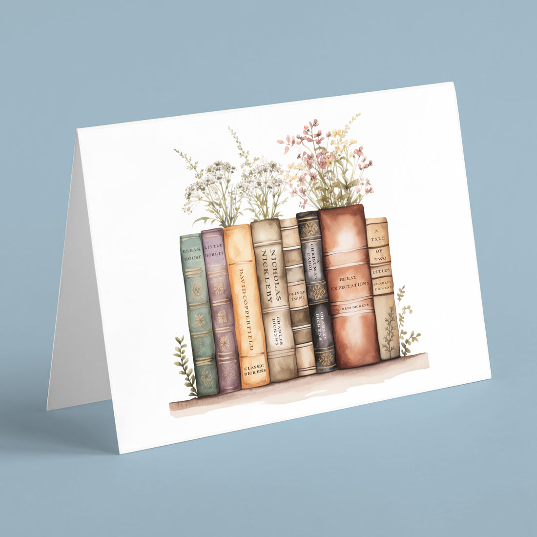 Charles Dickens Book Stack Card