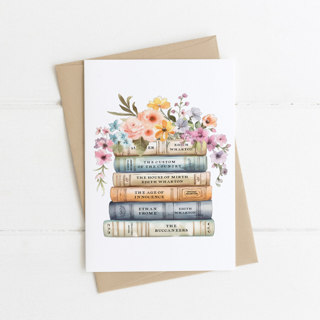 Edith Wharton Book Stack Card