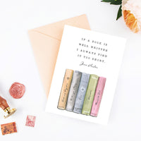 Jane Austen - 'If A Book Is Well Written' Literary Quote Card