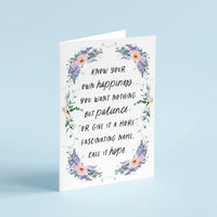 Sense and Sensibility - 'Know Your Own Happiness' Literary Quote Card