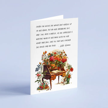 Little Women - 'Writing Away At Her Novel' Literary Quote Card