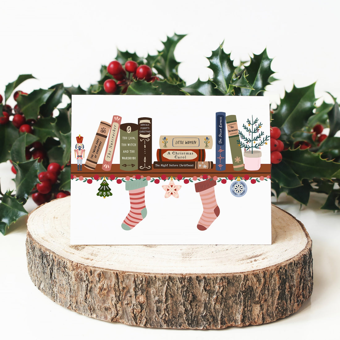 Festive Bookshelf Christmas Card