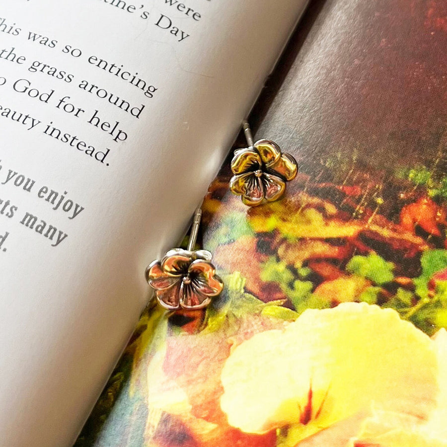 Alfred, Lord Tennyson - 'If I Had A Flower' Pansy Stud Earrings