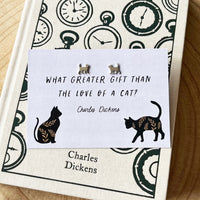 Charles Dickens - 'The Love Of A Cat' Curious Kitten Stud Earrings