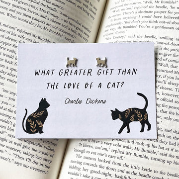 Charles Dickens - 'The Love Of A Cat' Curious Kitten Stud Earrings