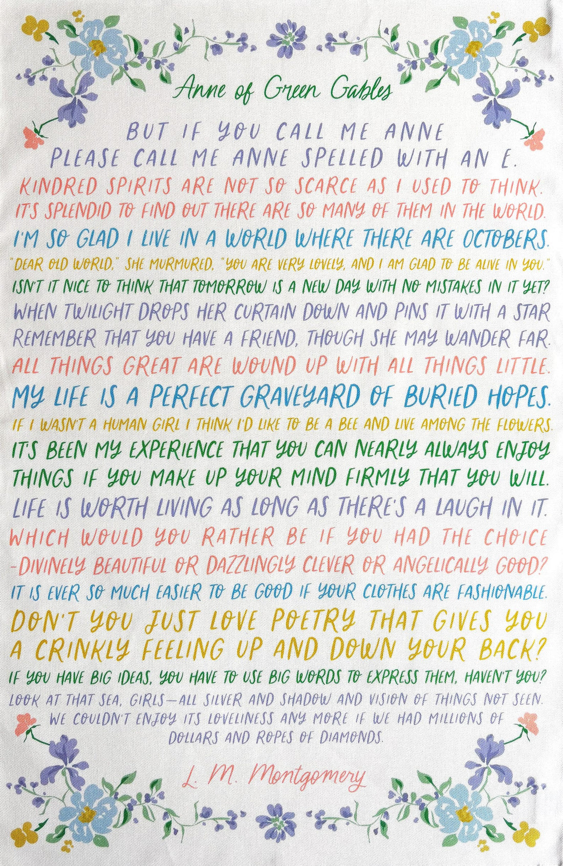 Anne of Green Gables Quotes Tea Towel