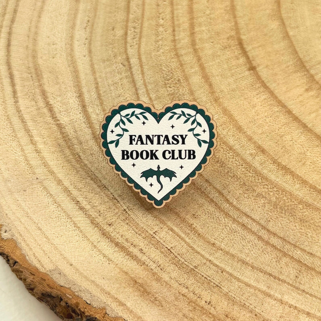 Fantasy Book Club Wooden Pin