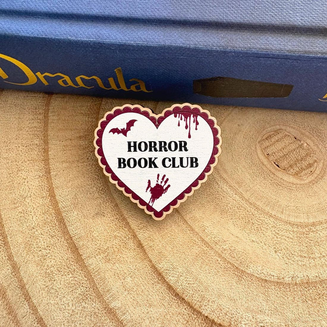 Horror Book Club Wooden Pin