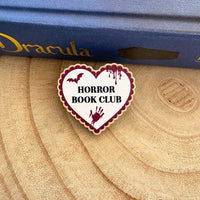Horror Book Club Wooden Pin