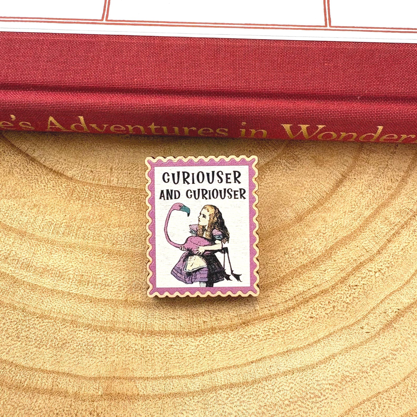 Curiouser and Curiouser - Alice's Adventures In Wonderland Wooden Pin ...