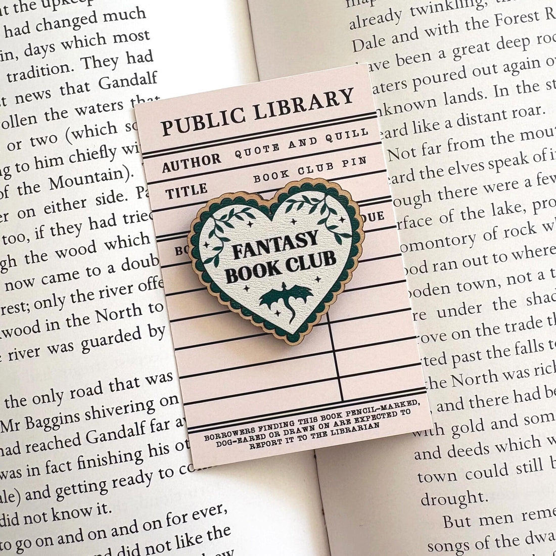 Fantasy Book Club Wooden Pin