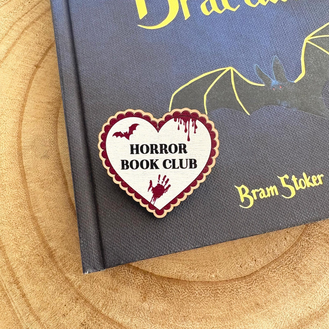Horror Book Club Wooden Pin