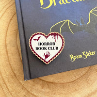 Horror Book Club Wooden Pin