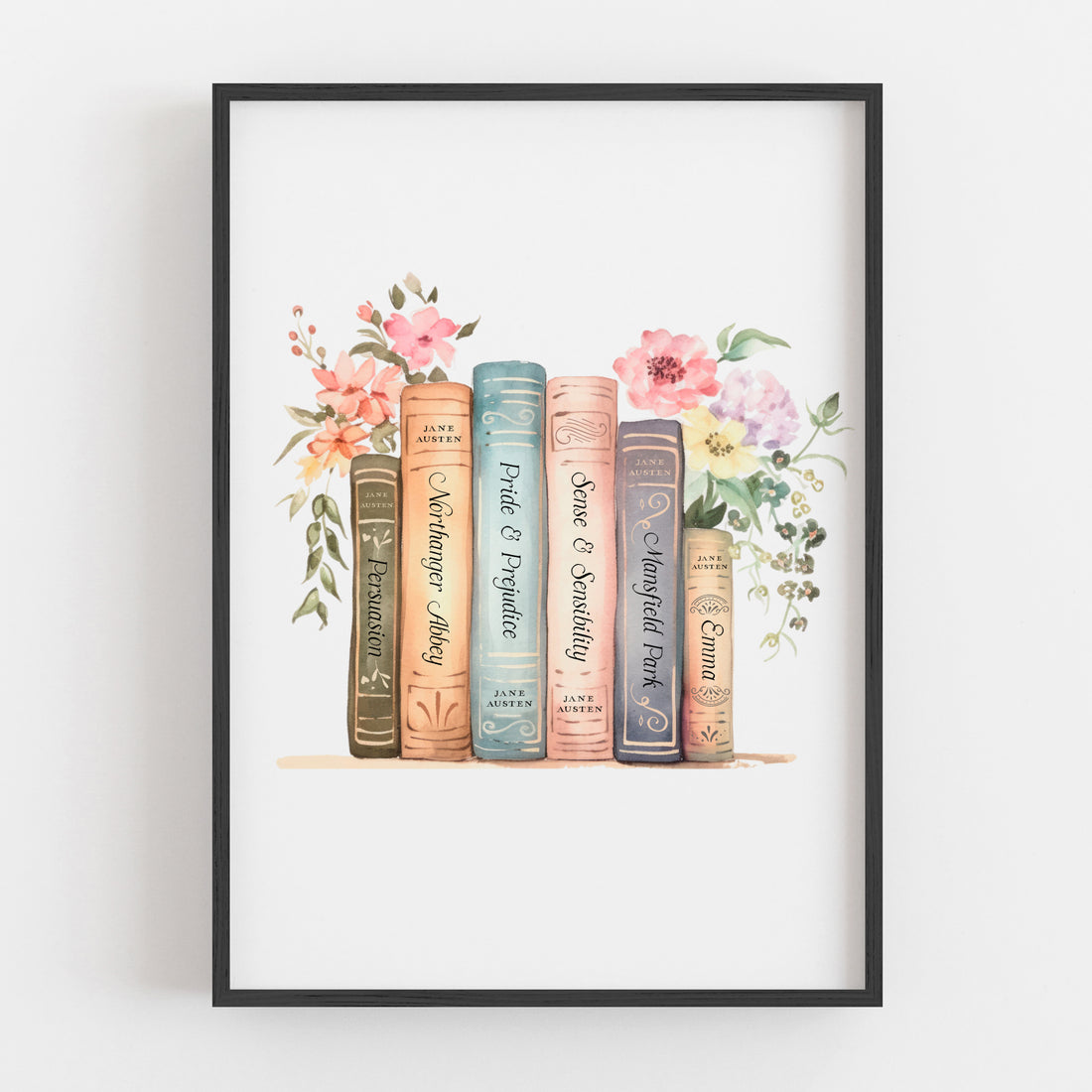 Jane Austen Book Stack Print