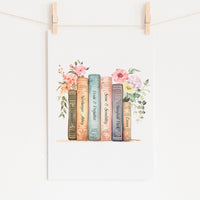 Jane Austen Book Stack Print
