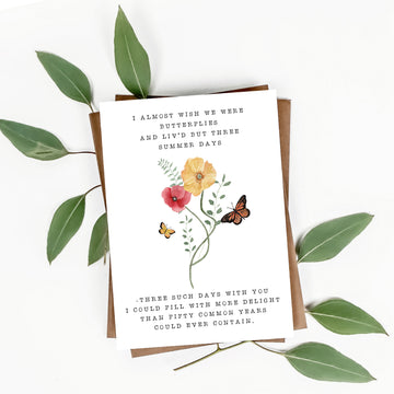 John Keats - 'I Almost Wish We Were Butterflies' Literary Quote Card