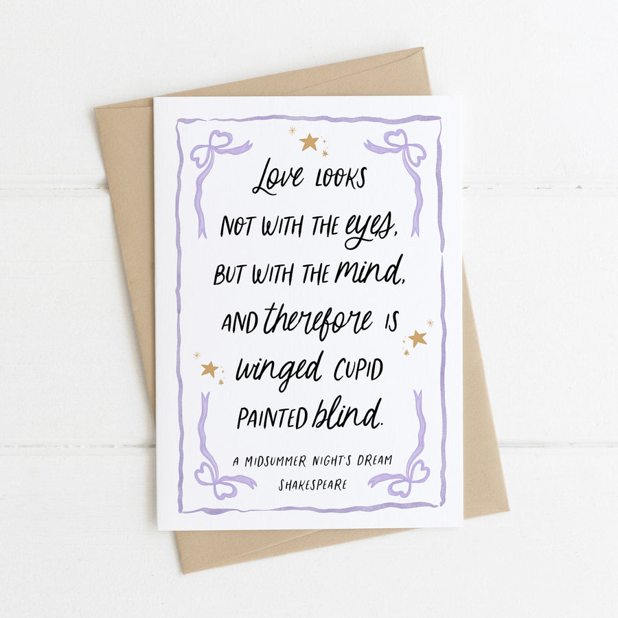A Midsummer Night's Dream - 'Winged Cupid Painted Blind' Literary Quote Card