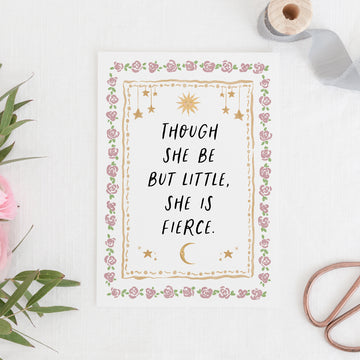 A Midsummer Night's Dream - 'She Is Fierce' Literary Quote Card