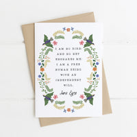 Jane Eyre - 'I Am No Bird' Literary Quote Card