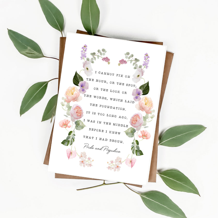 Pride and Prejudice - 'I Cannot Fix On The Hour' Literary Quote Card